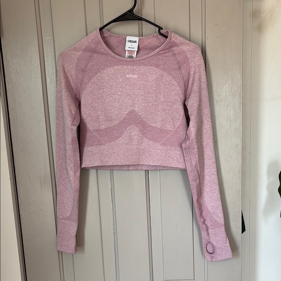 Gymshark Women's Pink Long Sleeve Crop Top - Picture 1 of 5